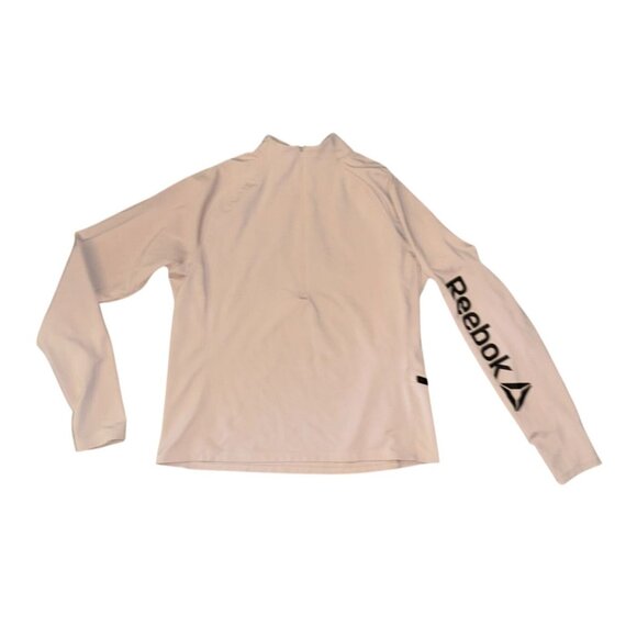 Reebok Womens Long Sleeve Pullover Top G Beige Reebok Logo Athletic Apparel - Picture 2 of 6